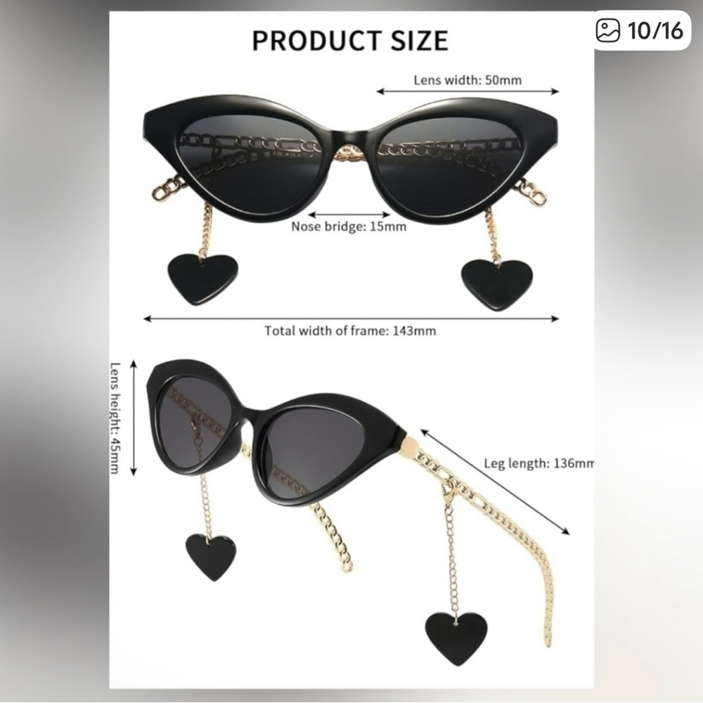 Chic Black Sunglasses with Gold Accents - Picture 9 of 9